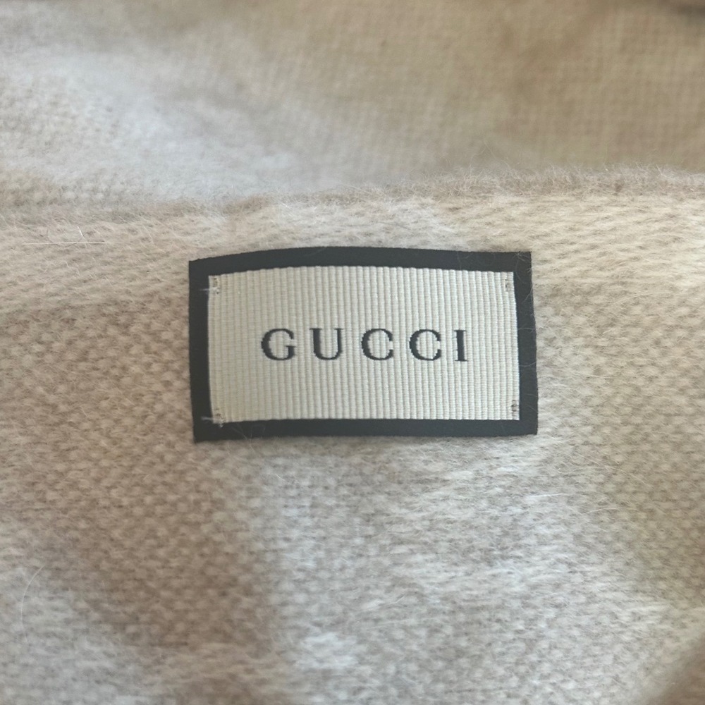 Gucci Nikky Scarf Wool Angora Monogram Stripe Fringe Italy Luxury Soft Classic - Picture 7 of 11